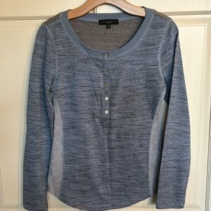 Sanctuary blue heather henley with lace details. Small